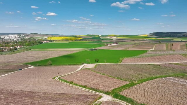 Paysage a&eacute;rien de la Marne et la Montagne de Reims en Champagne