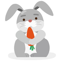 A rabbit holding a carrot illustration.