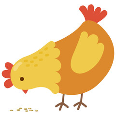 Chicken pecking grain illustration.