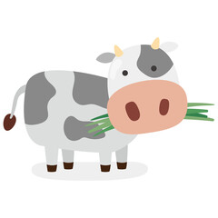 Cute cows eating grass illustration.