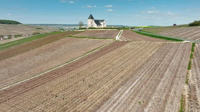 Paysage a&eacute;rien de la Marne et la Montagne de Reims en Champagne