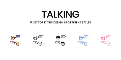 Talking Icons Design in Five style with Editable Stroke. Line, Solid, Flat Line, Duo Tone Color, and Color Gradient Line. Suitable for Web Page, Mobile App, UI, UX and GUI design