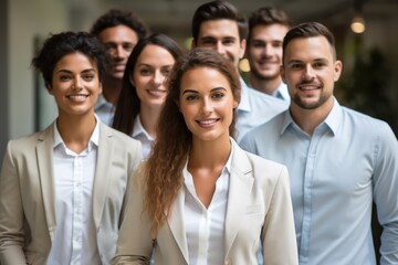 Fototapeta premium Business team leader, Happy multiracial professional employees, team.