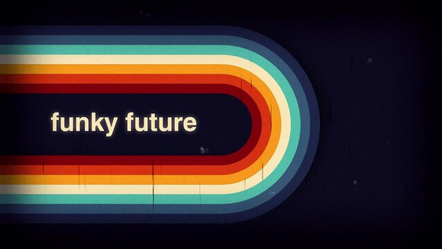 Animated retro background design in minimalist 70's style with colorful lines and circles.
