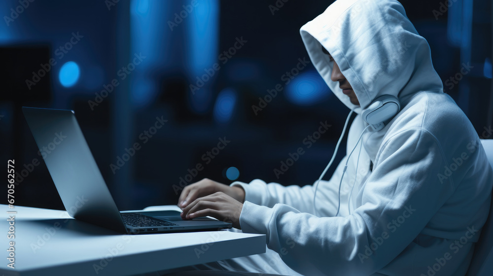 Leinwandbilder Hacker using computer virus for cyber attack, Payments System Hacking.