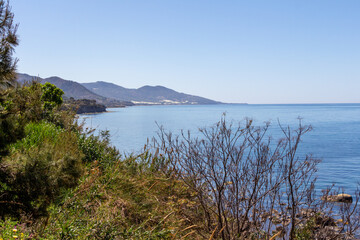 Fototapeta na wymiar Algerian Mediterranéean coastline landscape between Cherchell and Damous.