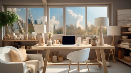 Fototapeta premium A serene and productive office desk space.