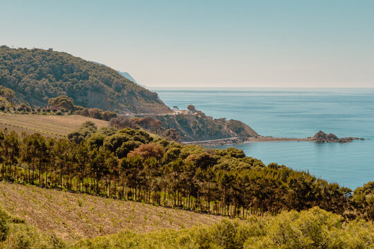 Algerian Mediterran&eacute;ean coastline landscape between Cherchell and Damous.