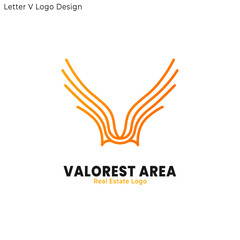 abstract Wings Bird Logo. luxury letter V logo. flying Bird Logo. real estate logo. professional letter V logo design.