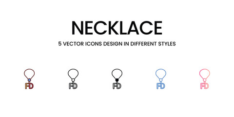 Necklace Icons Design in Five style with Editable Stroke. Line, Solid, Flat Line, Duo Tone Color, and Color Gradient Line. Suitable for Web Page, Mobile App, UI, UX and GUI design