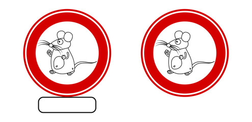 Black and white mouse to color in red road sign with text on white background - vector