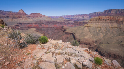 hiking the grandview trail in the grand canyon national park, arizona, usa