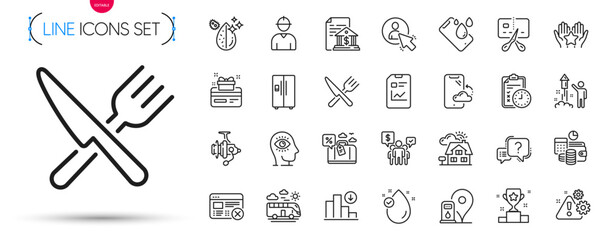 Fototapeta premium Pack of Vitamin e, Bus travel and Smartphone waterproof line icons. Include Report document, Loyalty card, Fireworks pictogram icons. Smartphone cloud, Travel loan, Bank document signs. Vector