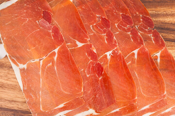 Spanish jamon iberico sliced