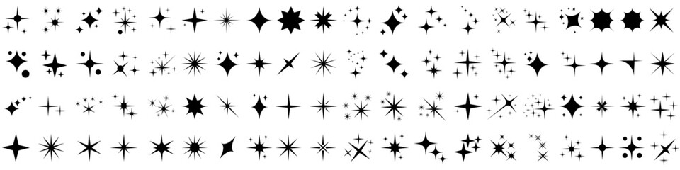 Sparkles icon vector set. Twinkling stars illustration sign collection. Shining burst symbol. Star logo.