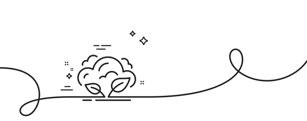 Co2 gas line icon. Continuous one line with curl. Carbon dioxide emissions sign. Exhaust reduction symbol. Co2 gas single outline ribbon. Loop curve pattern. Vector