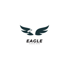 Eagle wing flight logo. Hawk shield wings icon. Flying bird emblem. Vector illustration.