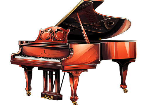 Grand Piano. 3D illustration. 3D high-quality rendering isolated on a Transparent background. Generative AI