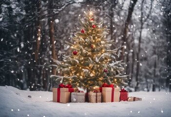 Fototapeta na wymiar Christmas Tree with Decorations
