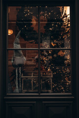 Fototapeta na wymiar window with christmas tree