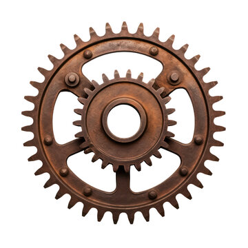 Rusty cog. Isolated on transparent background. png