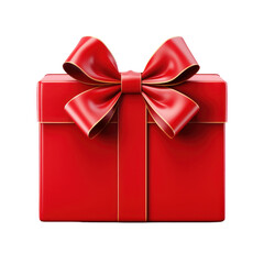 Red gift box, gift box with ribbon on transparent background