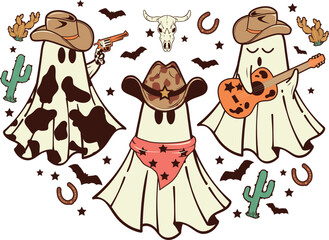 Spooky Western Halloween Sublimation Illustration