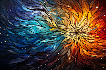 Obraz premium Cosmic Kaleidoscope Abstraction - Generative Ai