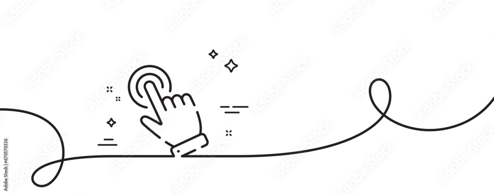 Aufkleber hand cursor line icon. continuous one line with curl. click action sign. finger pointer symbol. curs