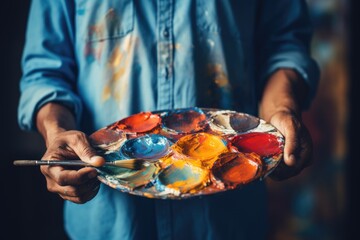 Obraz premium Artisan's Palette: Colorful Journey in Brush Strokes