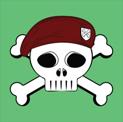 Soldier skull without jaw with crossbones suitable for sticker, mug, t-shirt. etc. Eps 10