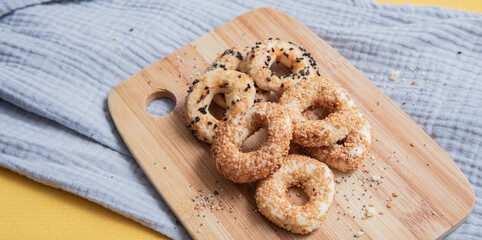 Turkish Salty cookies.Traditional salted sookies with black sesame seeds .