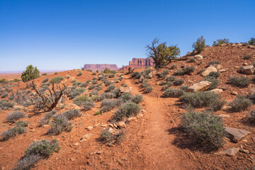 hiking in the monument valley, arizona, usa