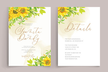 Fototapeta na wymiar watercolor sunflower greeting design card