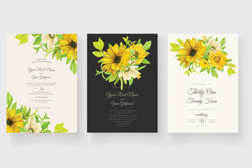 watercolor sunflower greeting design card