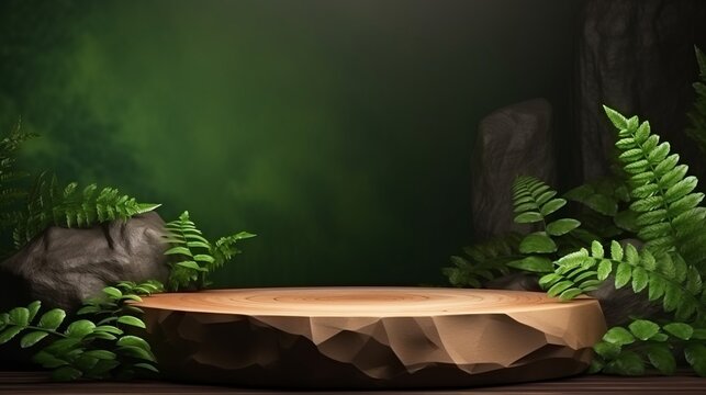 Natural Materials Product Presentation Podium. Abstract Nature Composition.
