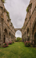 Fototapeta na wymiar Ruins of a medieval abbey in Brittany, France