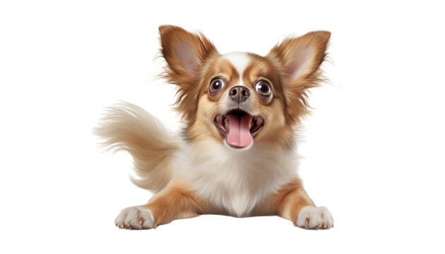 jumping chihuahua puppy isolated on transparent background cutout