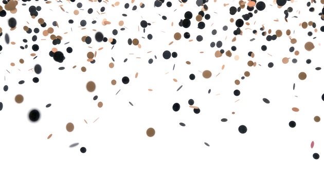 black gold confetti isolated on transparent background cutout