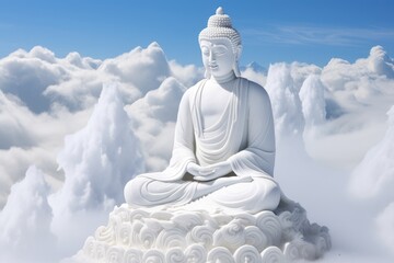 Buddha Statue in Meditation above the Horizon