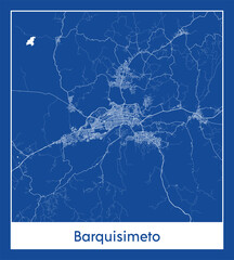 Barquisimeto Venezuela South America City map blue print vector illustration