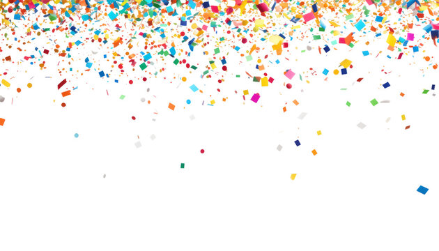colorful confetti isolated on transparent background cutout