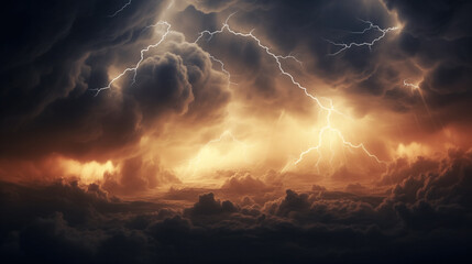 Obraz premium Dramatic stormy skies with lightning.