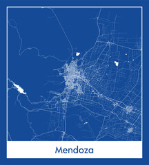 Mendoza Argentina South America City map blue print vector illustration