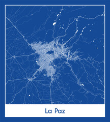 La Paz Bolivia South America City map blue print vector illustration