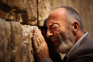 Foto op Plexiglas Spiritual Connection: Elderly Man Praying at Wailing Wall in Jerusalem © Exotic Escape