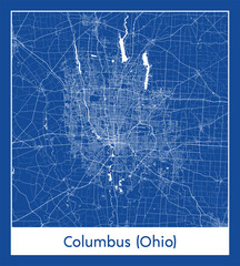 Columbus Ohio United States North America City map blue print vector illustration