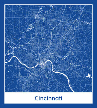Cincinnati United States North America City map blue print vector illustration