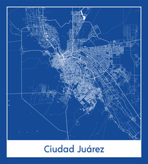 Ciudad Juarez Mexico North America City map blue print vector illustration