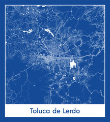 Toluca de Lerdo Mexico North America City map blue print vector illustration